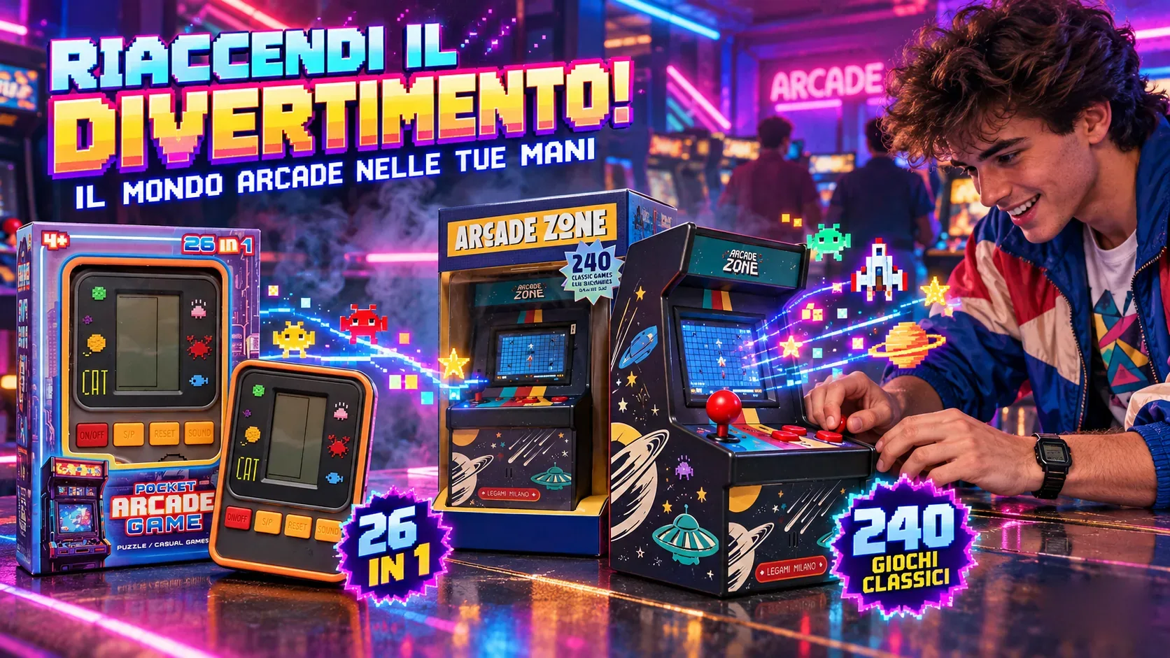 Mini cabinato Legami Arcade Zone e console tascabile Pocket Arcade