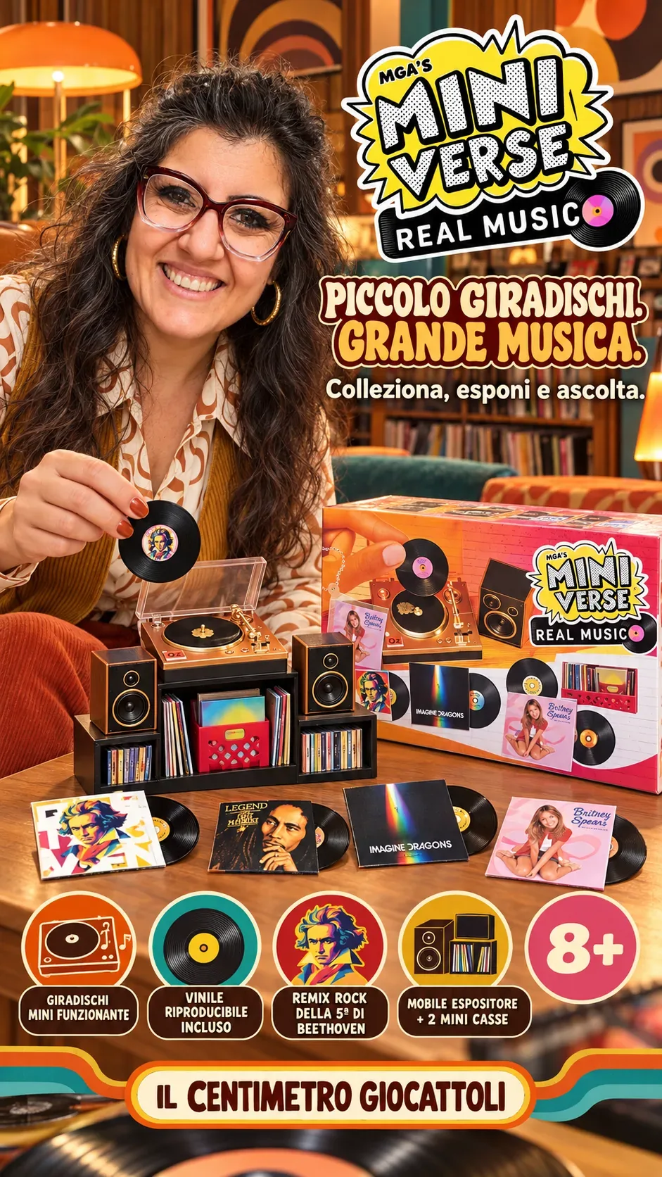 MGA's Miniverse Real Music, mini giradischi funzionante con vinili e casse