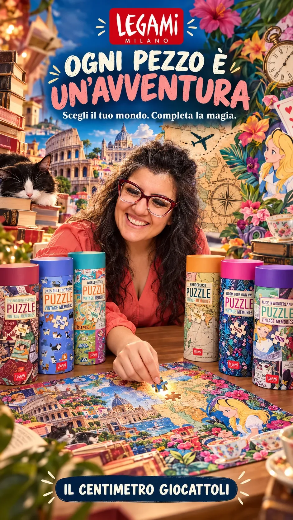 Puzzle Legami da 1000 pezzi in confezione a tubo con vari soggetti